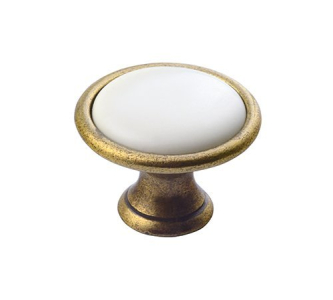 Sapho CROSS kovová úchytka, průměr 30mm, bronz/bílá 12937