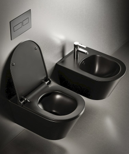 Sapho AVVA závěsná WC mísa, Rimless, 35, 5x53cm, černá mat 100314-110