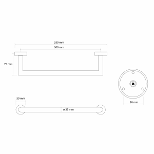 Sapho X-ROUND GOLD držák ručníků 300mm, zlato mat XR400GB