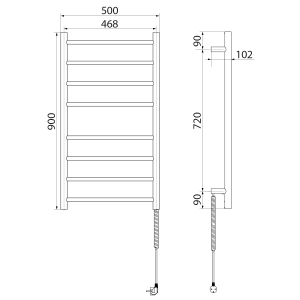 Sapho REDONDO elektrický sušák ručníků, kulatý, 500x900 mm, 75 W, nerez lesk ER220V