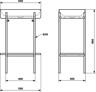 Sapho PUNO podstavec s umyvadlem 550x860x360mm, zlato mat SKA570-5-01