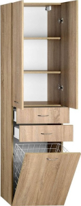 Aqualine ZOJA/KERAMIA FRESH skříňka vysoká s košem 50x184x29cm, dub platin 51295