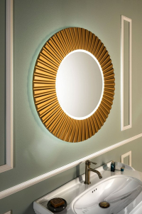 Sapho PRIDE kulaté zrcadlo s LED osvětlením v rámu ø 75cm, bronz PD754