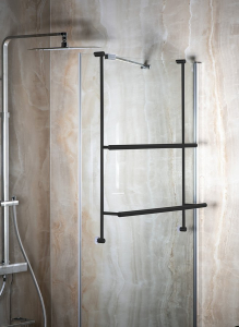 Sapho Závěsný držák ručníků na sprchovou zástěnu 600x730x125mm, černá mat 1301-09B