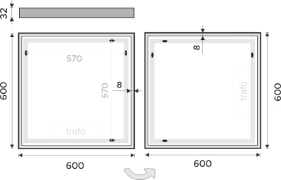Nimco OBDELNÍKOVÁ - OSTRÉ ROHY LED zrcadlo 600x600 ZP 13066