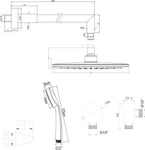 Bruckner BARON podomítkový sprchový set s pákovou baterií, 2 výstupy, chrom 612.142.1