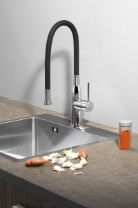 Sapho SILI stojánková dřezová baterie, flexibilní ramínko, černá/chrom SR426