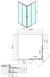 Polysan EASY čtvercová sprchová zástěna 900x900mm, čiré sklo EL5115