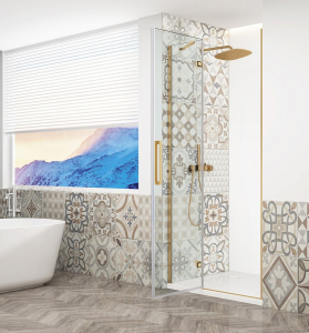 Gelco TRINITY GOLD MATT sprchové dveře do niky 800mm, čiré sklo, levé GT1280CL-G