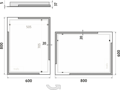 Nimco OBDELNÍKOVÁ - OSTRÉ ROHY LED zrcadlo 600x800 ZP 14002