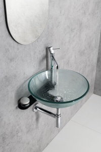 Sapho RIPPLE skleněné umyvadlo na desku Ø 42 cm, čirá s motivem 2501-18