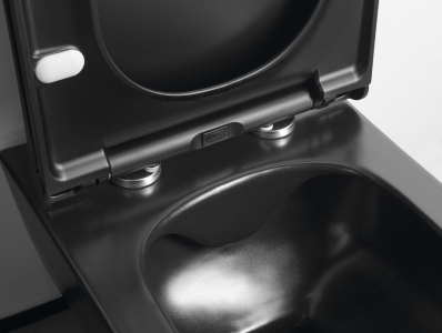 AVVA závěsné WC Rimless s podomítkovou nádržkou a tlačítkem Schwab, černá mat 100314-110-SET5