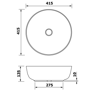 Sapho PRIORI keramické umyvadlo na desku, Ø 41, 5 cm, bronz PI032