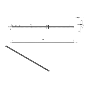 Sapho Spádová lišta, pravá, výška 10 mm, délka 1500 mm, nerez mat SPD1510-P