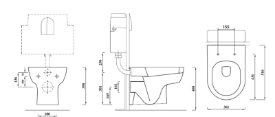 Aqualine MODIS závěsná WC mísa, 36x52cm, bílá MD001