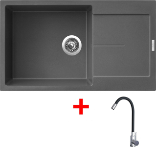 Granitový dřez Sinks ULTIMA 860 XXL Titanium + Elasta nerez/černá G22272