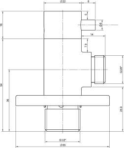 Sapho MINIMAL rohový ventil s rozetou, 1/2"x 3/8" pro teplou vodu, nerez mat MI058T
