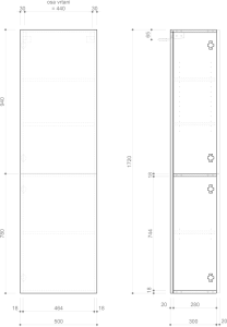 Sapho ESPACE skříňka 50x172x32cm, 2x dvířka, levá/pravá, siena strip ESC450-4242S