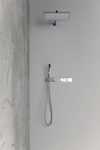 Sapho Podomítková termostatická sprchová/vanová baterie s držákem ruční sprchy, 2 výstupy, hranatá, chrom MB453
