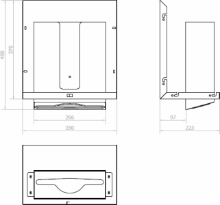 NOFER ESSENTIA zrcadlová skříňka 90cm s automatickým dávkovačem mýdla a zásobníkem na papírové ručníky MUM000125