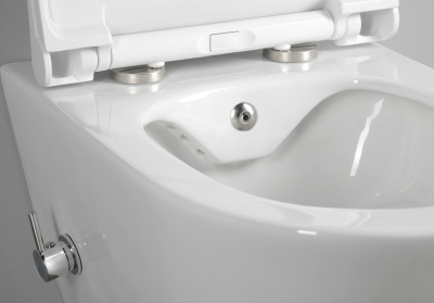Závěsné WC AVVA CLEANWASH , integr. baterie a bidet. sprška s podomítkovou nádržkou a tlačítkem Schwab, bílá 100315-SET5
