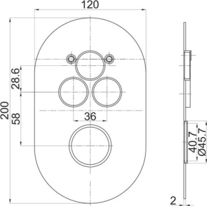 Mereo Sprchová sada s termostatickou podomítkovou tlačítkovou baterií - 3-cestná - oválný kryt CB60157TB1