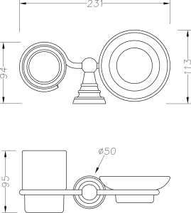Sapho DIAMOND držák kartáčků s mýdlenkou, mléčné sklo, chrom 1317-04