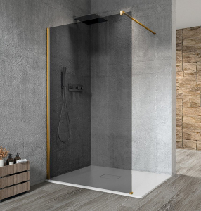 Gelco VARIO GOLD MATT jednodílná sprchová zástěna k instalaci ke stěně, kouřové sklo, 700 mm GX1370-01