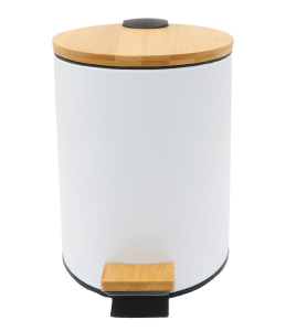 Aqualine BAMBUS odpadkový koš kulatý 5l, Soft Close, bílá mat BI007