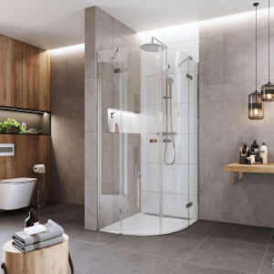 Mereo Sprchový kout, Novea, R 550, 90x90x200 cm, pantový, chrom ALU, sklo čiré 6 mm, EC CK70101Z