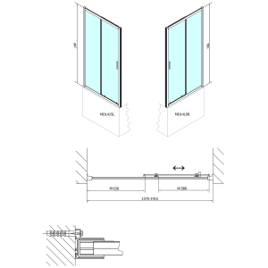 Polysan DEEP sprchové dveře posuvné 1400x1500mm, čiré sklo MD1415