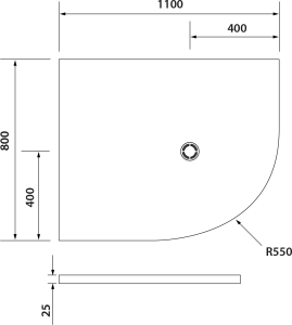 Polysan FLEXIA vanička z litého mramoru čtvrtkruh, s možností úpravy rozměru, 110x80cm, R550, levá 91261