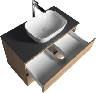 Aqualine ALTAIR skříňka s deskou 87, 5 cm, dub emporio/antracit břidlice AI390-02