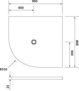 Polysan FLEXIA vanička z litého mramoru čtvrtkruh, s možností úpravy rozměru, 90x80cm, R550, pravá 91231