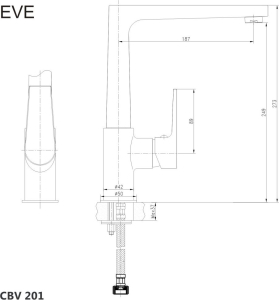 Mereo Dřezová stojánková baterie, Eve, s plochým ramínkem nad pákou, výška 273 mm, chrom CBV201