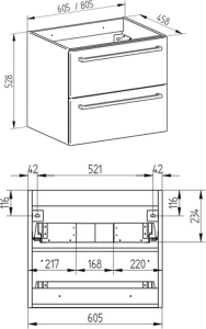 Mereo Bino, koupelnová skříňka s keramickým umyvadlem 61 cm, bílá/dub CN670