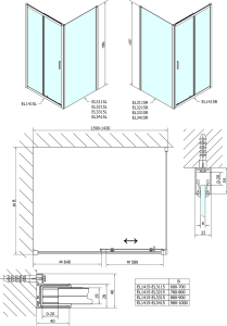Polysan EASY obdélníkový sprchový kout 1400x800mm, čiré sklo L/P varianta EL1415EL3215