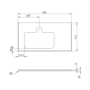 Sapho BRAHEA deska rockstone s otvorem 96, 6x51, 5cm, levá, bílá mat BT097-0101-L