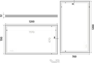 Nimco OBDELNÍKOVÁ - OSTRÉ ROHY LED zrcadlo 1200x700 ZP 13006