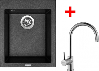 Granitový dřez Sinks CUBE 410 Metalblack + Vitalia G8674