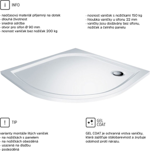 Mereo Sprchový set z Kory Lite, čtvrtkruh, 80 cm, chrom ALU, sklo Čiré a vaničky z litého mramoru vč. sif. CK35133ZM