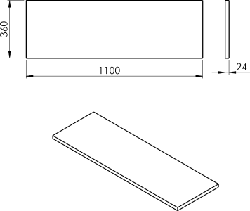Sapho PLATO deska Rockstone 1100x24x360mm, bílá mat PL116-0101