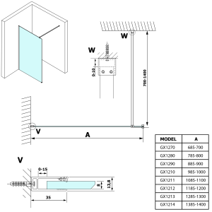 Gelco VARIO WHITE jednodílná zástěna k instalaci ke stěně, čiré sklo, 1100 mm GX1211GX1015