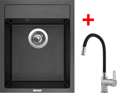 Granitový dřez Sinks CLASSIC 400 Metalblack + Flexia G8174