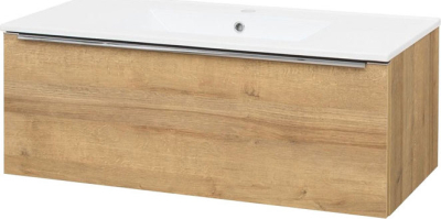 Mereo Mereo Mailo, koupelnová skříňka s keramickým umyvadlem 101 cm, dub Riviera, chrom madlo CN527