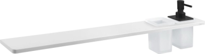 Sapho ABELINE police, sklenka + dávkovač/černá, 800mm, rockstone, bílá mat AE802-0101-03