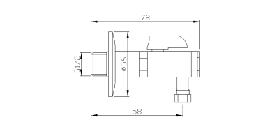 Sapho Rohový ventil s matkou, 1/2"x 3/8", nikl 2020NK
