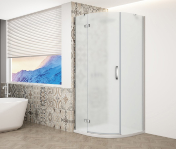 Gelco TRINITY CHROME čtvrtkruhový sprchový kout 900x900mm, matné sklo, levé GT6590ML-CH