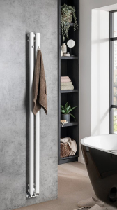 Sapho PILON otopné těleso 122x1800mm, se dvěma háčky pro ručník, bílá mat IZ125T