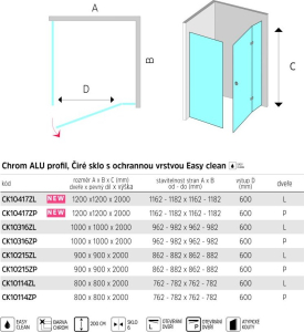Mereo Sprchový kout, Novea, čtverec, 80 cm, chrom ALU, sklo Čiré, dveře levé a pevný díl CK10114ZL